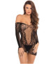 Mini robe en maille noire manches longues 